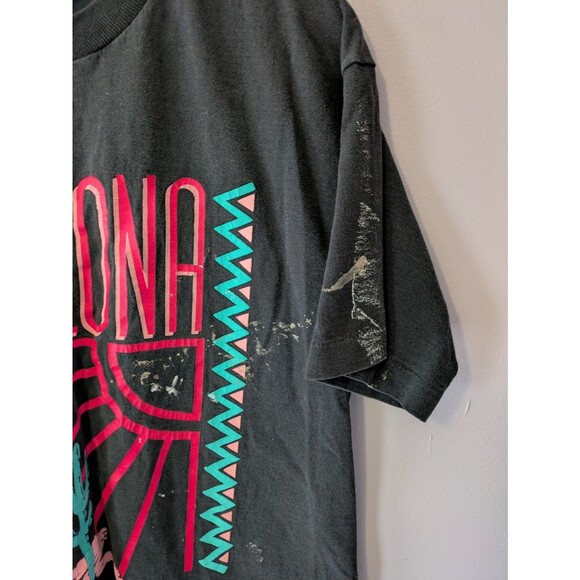 Vintage 90s Arizona T-Shirt Single Stitch Faded Thrashed, paint splatter,USA, XL - Picture 5 of 7